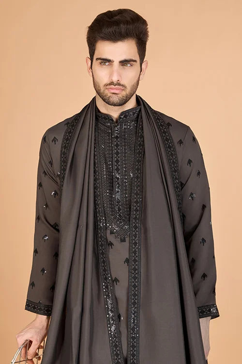 Viscose Silk Kurta with Sequin Embroidery