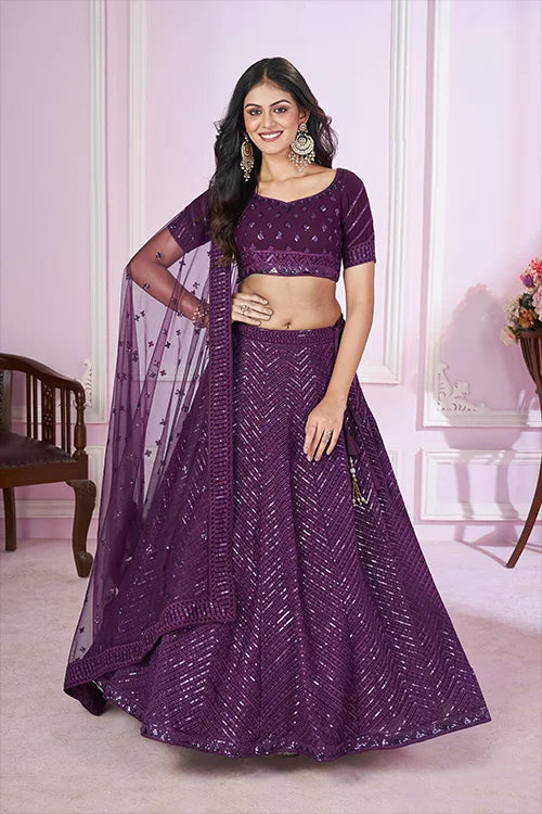 Purple Georgette Lehenga Choli