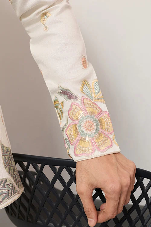 White Kurta Koti Set