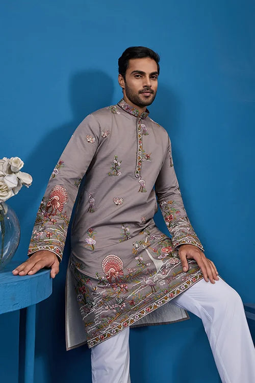 Classy Grey Wedding Kurta