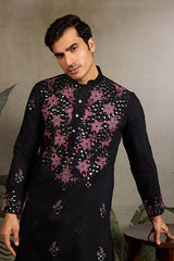 Black Embroidered Kurta Set