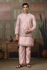 Silk Pink Kurta Pajama Set