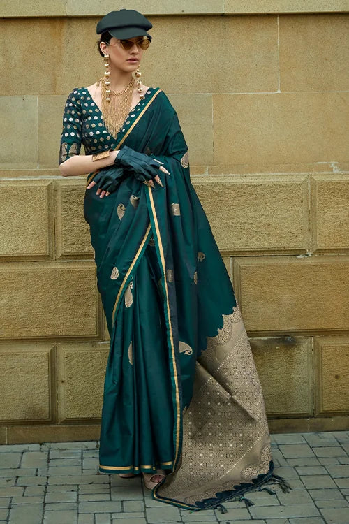 Copper Zari Weaving Silk Saree