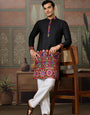 Black Cotton Silk Traditional Ready Kurta for Navratri