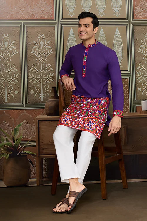 men's kurta dress Readymade Purple Mens Kurta for Navratri Look