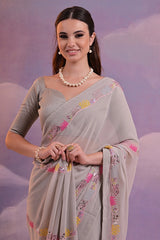 Stylish saree modern embroidery
