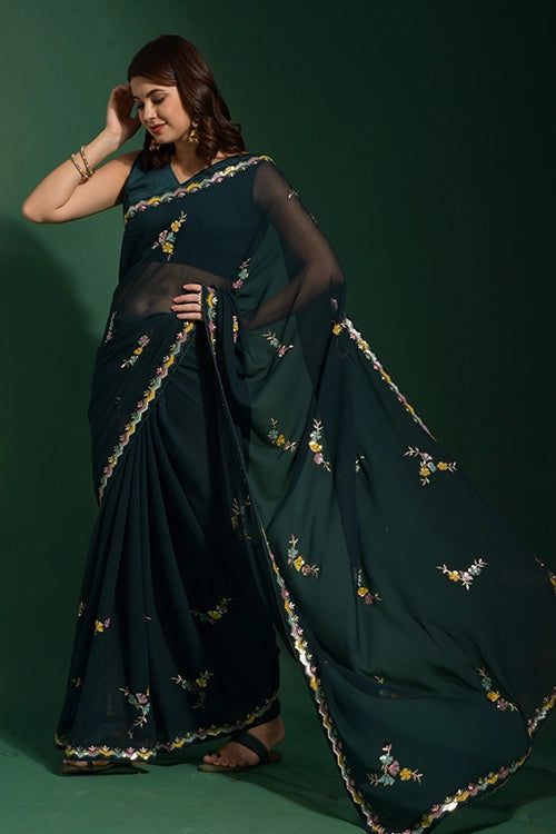 Zigzag Sequin Saree Online
