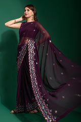 Designer floral sequins saree
