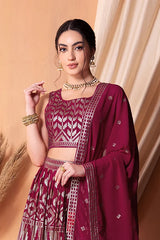  Dark Pink Georgette lehenga  Choli 