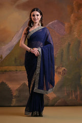 Designer Blue Georgette Saree