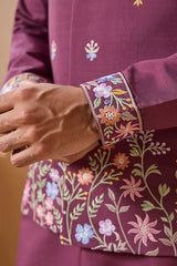 Embroidered Kurta with Koti for Men