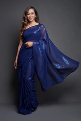 Heavy Georgette Saree in Blue