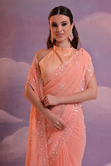 Fanta Color Embroidered Saree