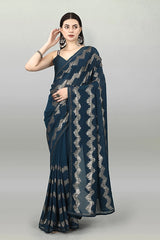 Designer Georgette Saree with Swarovski Border