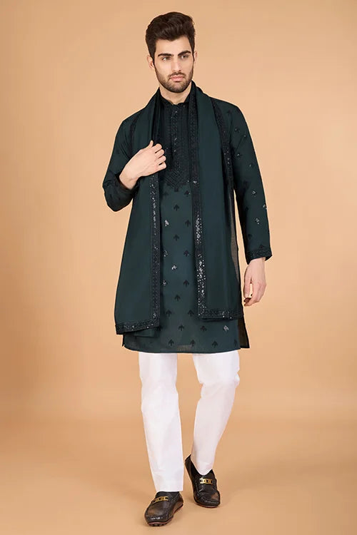 Designer Green Viscose Silk Kurta