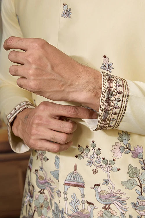 Haldi Yellow Kurta Pajama with Koti