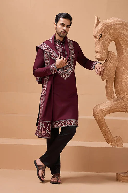 Latest Signature Maroon Kurta and Dupatta