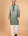 Designer Men's Ombre Green Kurta in Viscose Silk