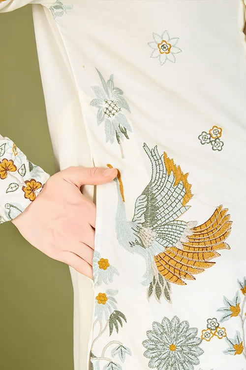 White Thread Work Kurta