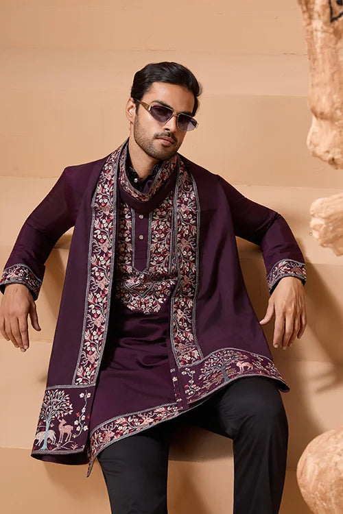 Designer Purple Kurta Dupatta Set