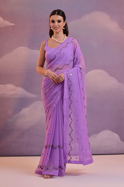 Designer Georgette Saree Purple