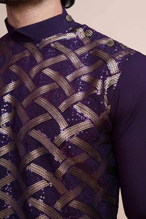 Traditional Purple Silk Kurta for Men