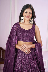 Designer Purple Wedding Lehenga Choli