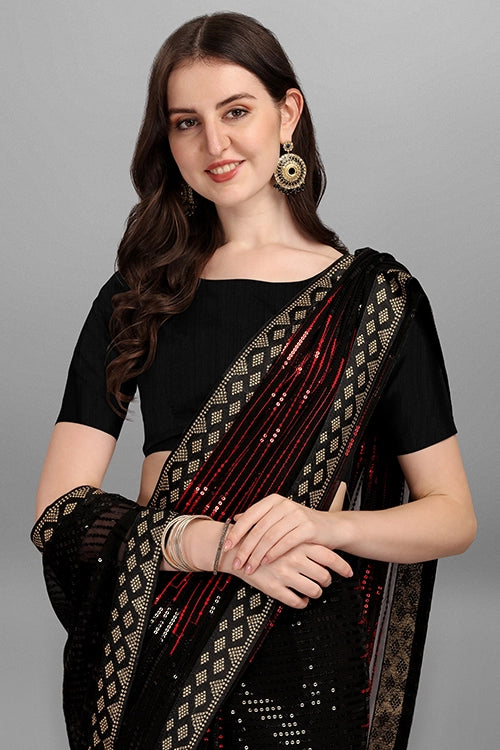 Designer Red Georgette Saree