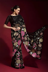 Black Georgette Partywear Saree