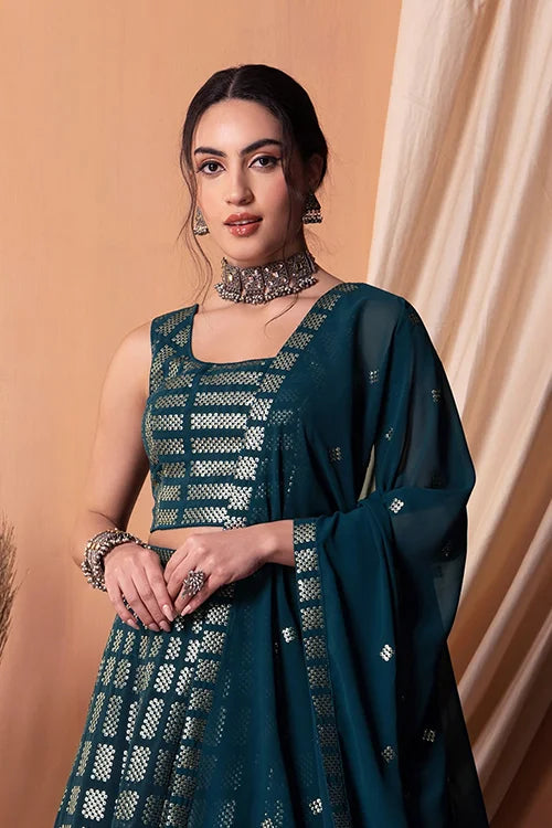 Teal Blue Lehenga choli 