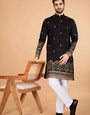 Black Viscose Silk Men's Designer Kurta Online