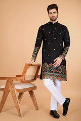 Men's Black Party Wear Kurta