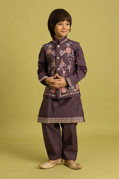 Premium Purple Kids Kurta Set