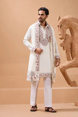 Mens White Kurta with Dupatta