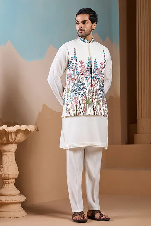 Royal White Koti Kurta Set