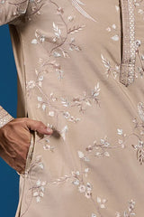 Beige Silk Kurta for Men