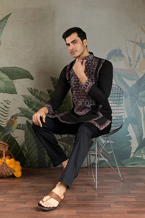 Premium black kurta for men