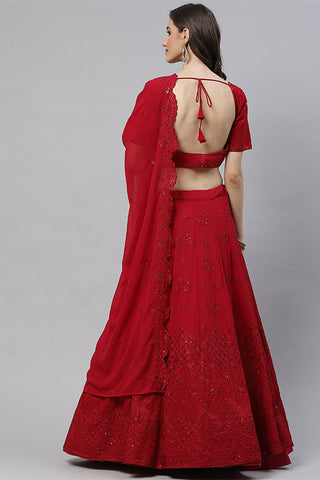 Designer Georgette Thread With Sequins Embroidered Lehenga Choli