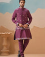 Dusty Color Embroidered Koti Kurta with Pant for Mens