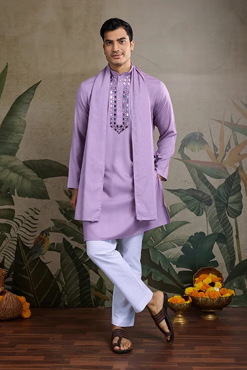 Dusty Pink Mirror Work Kurta