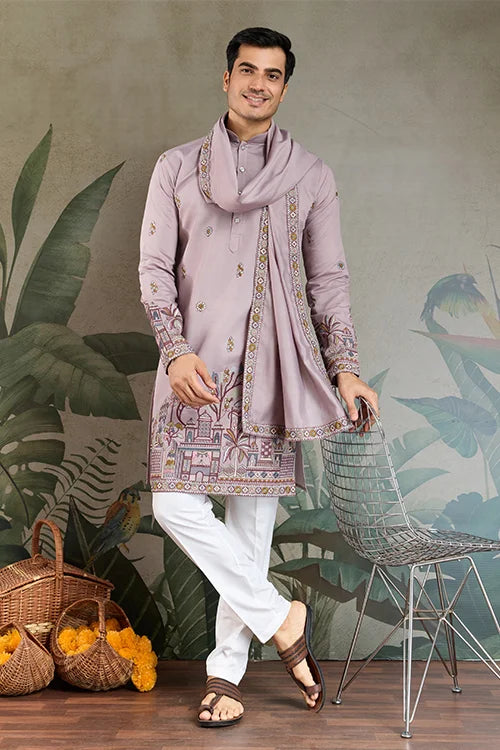 Dusty Pink Embroidered Kurta