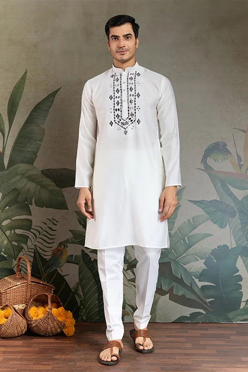 White kurta dupatta set
