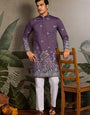 Festive Look Dusty Purple Color Traditional Kurta for Mens