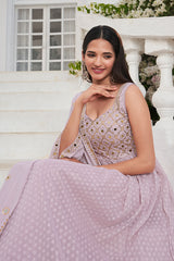 Dusty Lavender Latest Designer Exclusive Embroidered Stitched Salwar Palazzo Collection 4873 SHUBHKALA