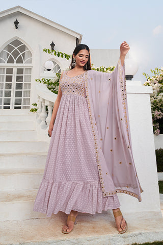 Dusty Lavender Latest Designer Exclusive Embroidered Stitched Salwar Palazzo Collection 4873 SHUBHKALA