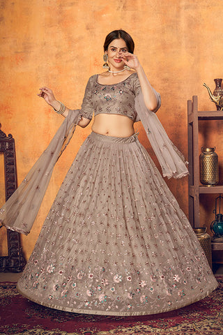 Dusty Net Thread with Sequence Embroidered Lehenga Choli Collection