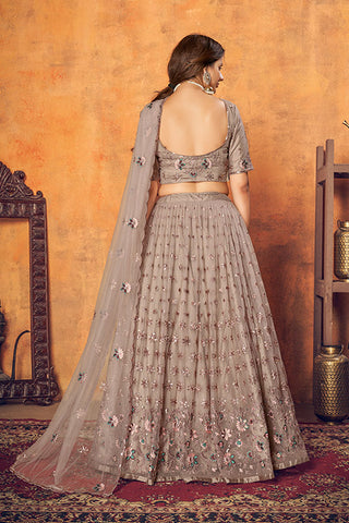 Dusty Net Thread with Sequence Embroidered Lehenga Choli Collection