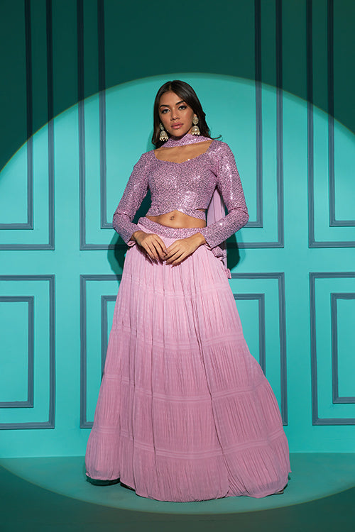 Dusty Pink Party Wear Bollywood Style Different Color Georgette Lehenga Choli Collection 7109 