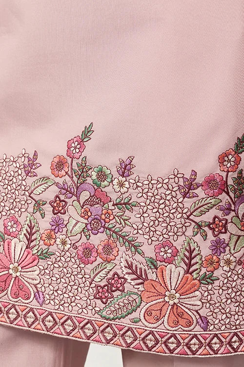 Stylish Dusty Pink Kurta Pant Set for Festive Occasions