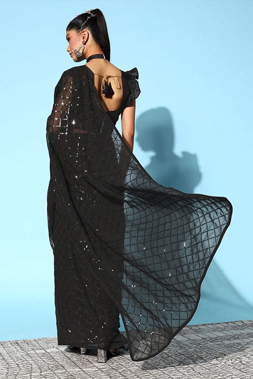 Black designer saree
